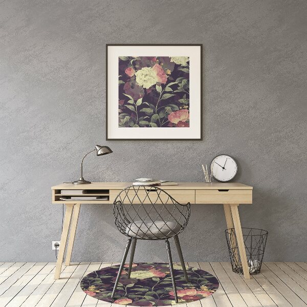 Office chair floor protector Vintage flowers