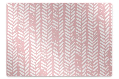 Office chair floor protector pink herringbone