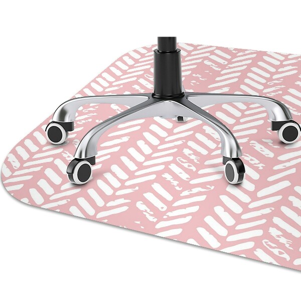 Office chair floor protector pink herringbone