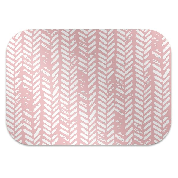 Office chair floor protector pink herringbone