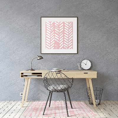 Office chair floor protector pink herringbone