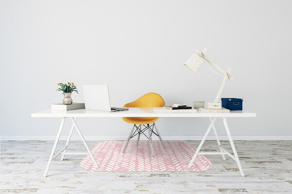 Office chair floor protector pink herringbone