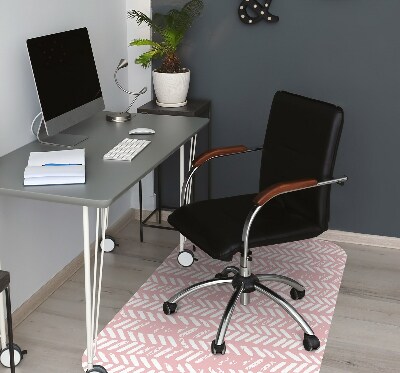 Office chair floor protector pink herringbone