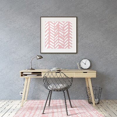 Office chair floor protector pink herringbone