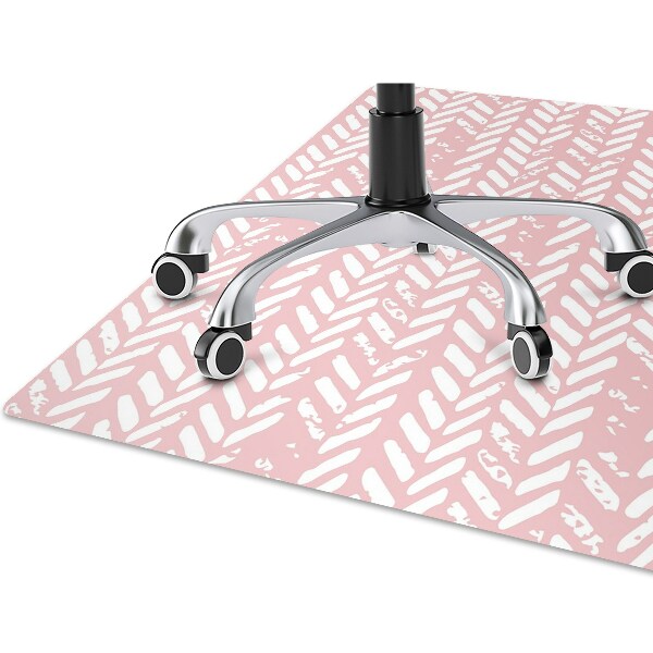 Office chair floor protector pink herringbone