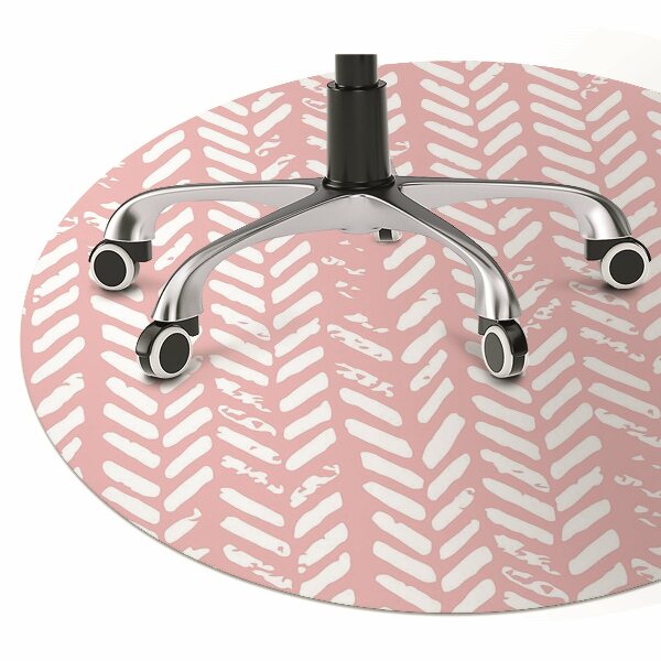 Office chair floor protector pink herringbone