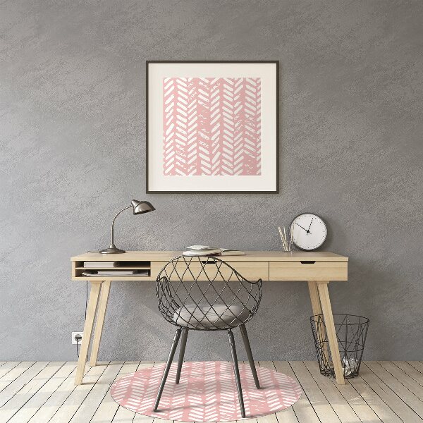 Office chair floor protector pink herringbone