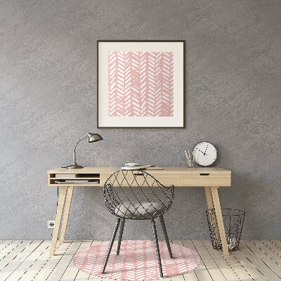 Office chair floor protector pink herringbone