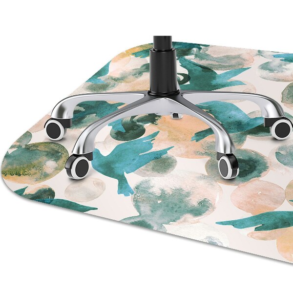 Office chair floor protector watercolor birds