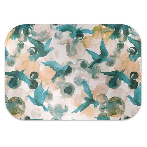 Office chair floor protector watercolor birds