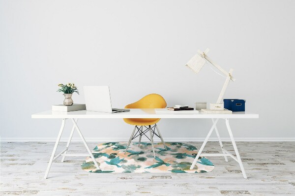 Office chair floor protector watercolor birds