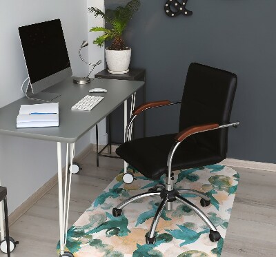 Office chair floor protector watercolor birds
