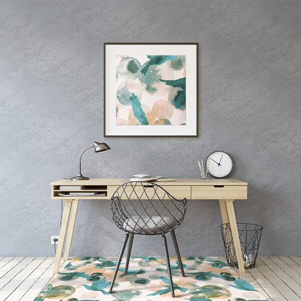 Office chair floor protector watercolor birds