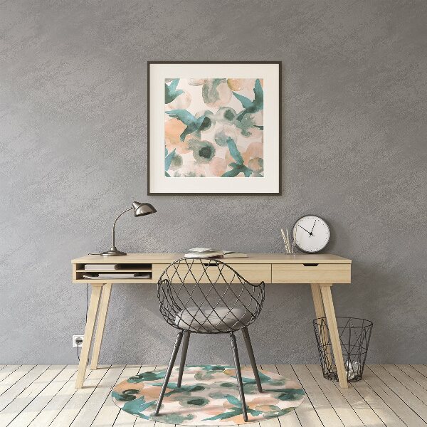 Office chair floor protector watercolor birds