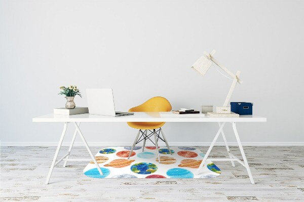 Chair mat floor panels protector colored planet