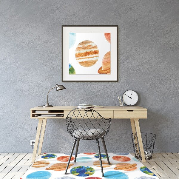 Chair mat floor panels protector colored planet
