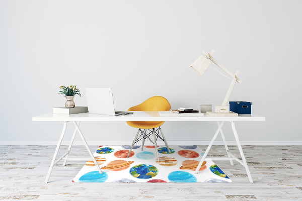 Chair mat floor panels protector colored planet