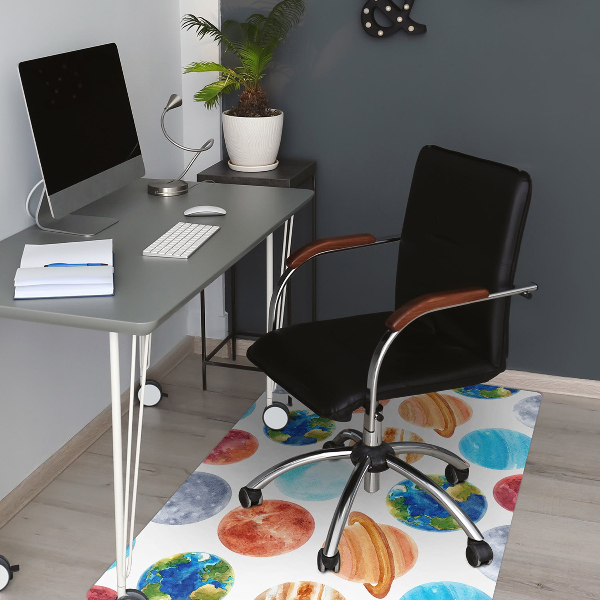 Chair mat floor panels protector colored planet
