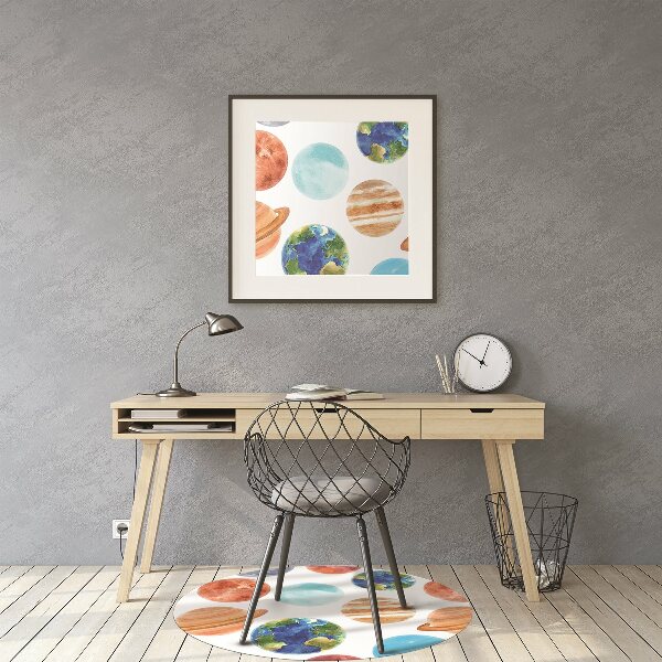 Chair mat floor panels protector colored planet