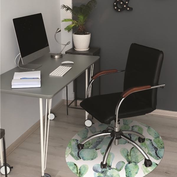 Office chair mat green cacti