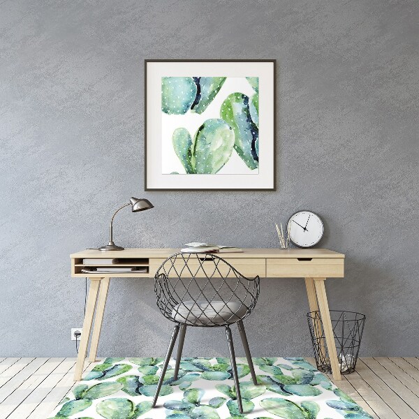 Office chair mat green cacti