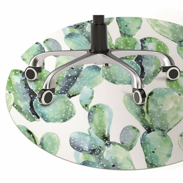 Office chair mat green cacti