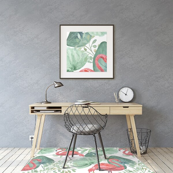 Chair mat exotic flamingos