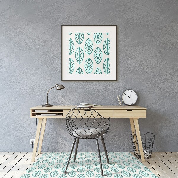 Office chair mat symmetrical leaves