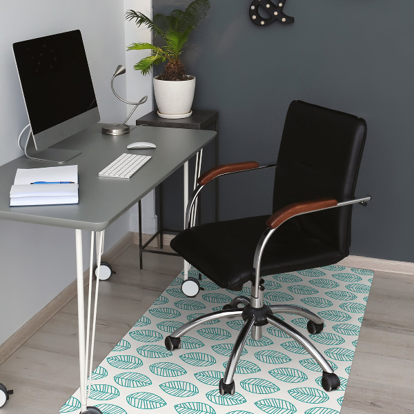 Office chair mat symmetrical leaves