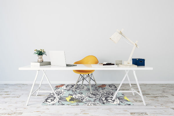 Computer chair mat Roses and birds