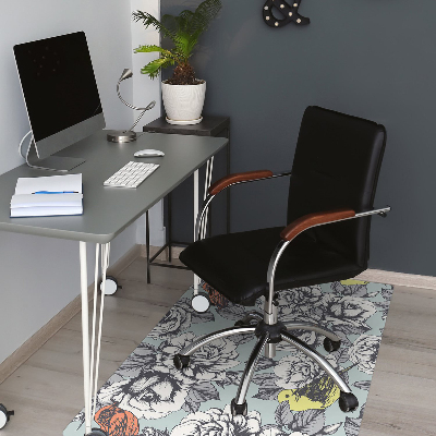 Computer chair mat Roses and birds