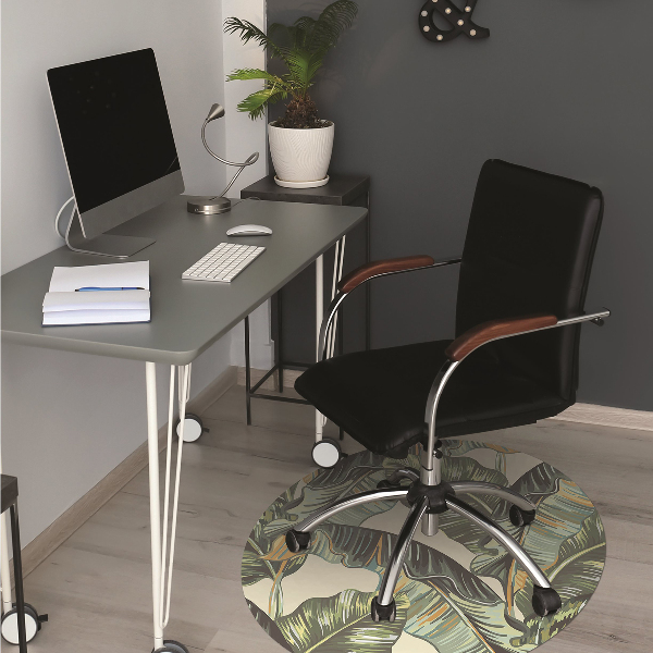 Office chair mat exotic leaves