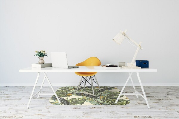 Office chair mat exotic leaves