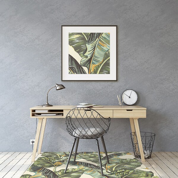 Office chair mat exotic leaves