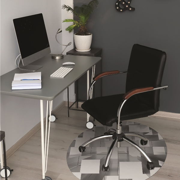 Desk chair mat gray tiles