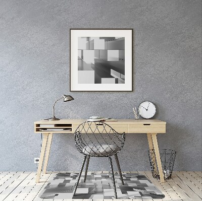 Desk chair mat gray tiles
