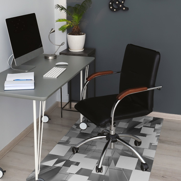 Desk chair mat gray tiles