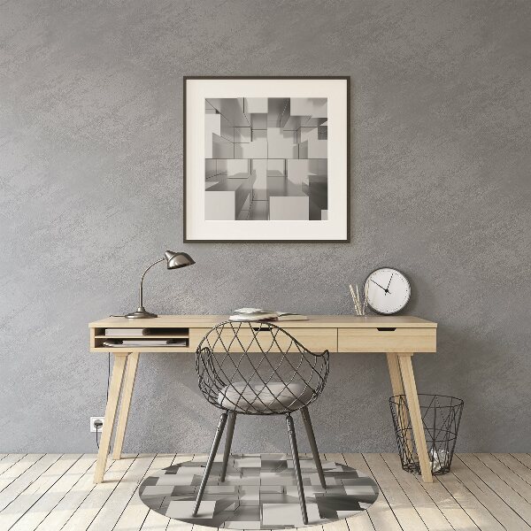 Desk chair mat gray tiles