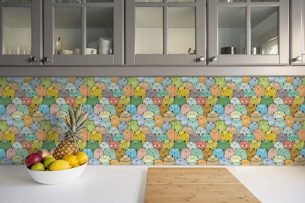 Vinyl flooring wall tiles Colorful cats