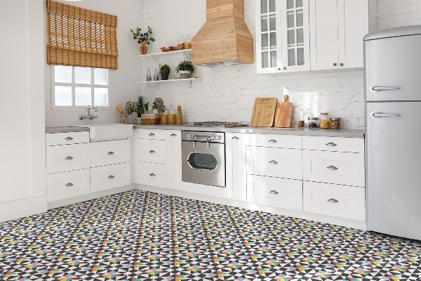 PCV tiles Geometric colorful motif