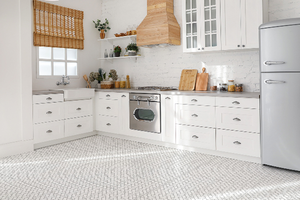 PCV paneling flooring White herringbone