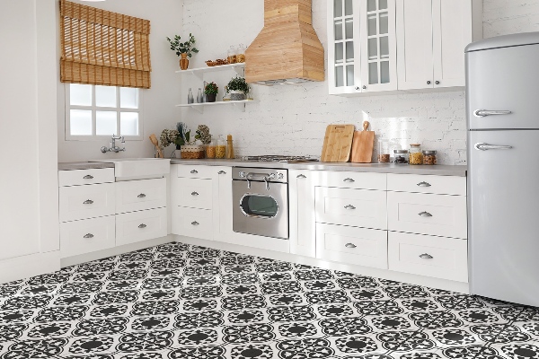 Vinyl tiles Ornament with flowers