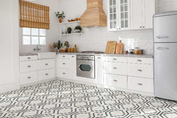 Vinyl tiles Geometric black lines
