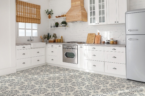 Self adhesive vinyl tiles Arabic gray pattern