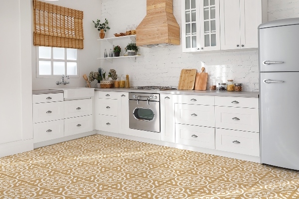 Self adhesive vinyl tiles Royal orange ornament