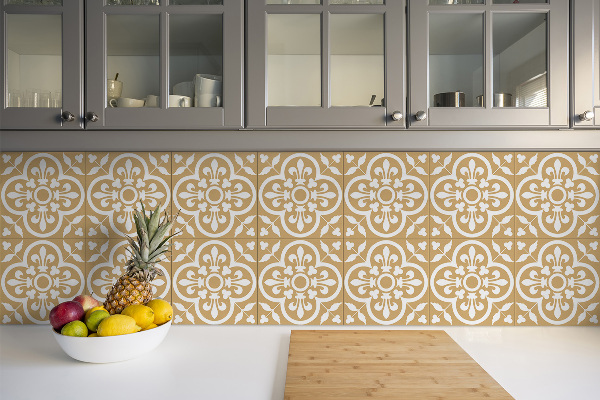 Self adhesive vinyl tiles Royal orange ornament