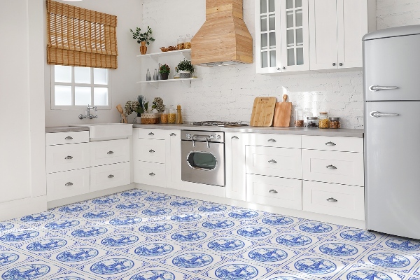 Vinyl tiles Azulejos style windmill