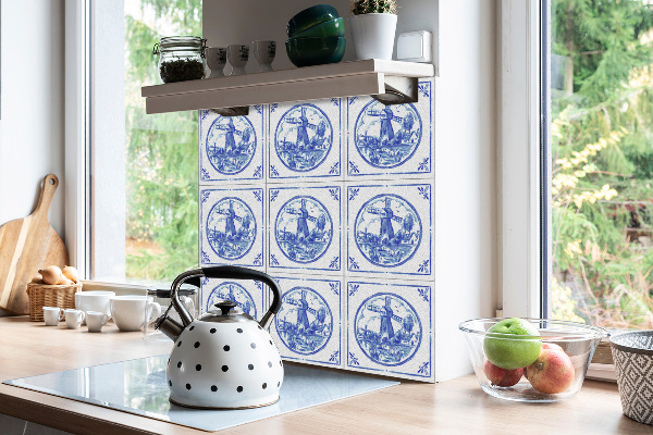 Vinyl tiles Azulejos style windmill