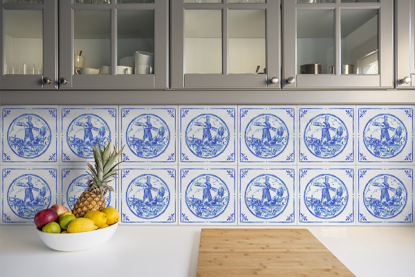 Vinyl tiles Azulejos style windmill