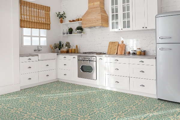 Vinyl floor wall tiles Oriental climates in green